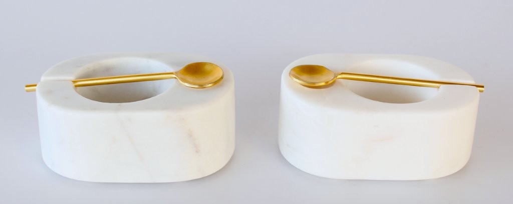 Set Of 2 Marble Pinch Pots